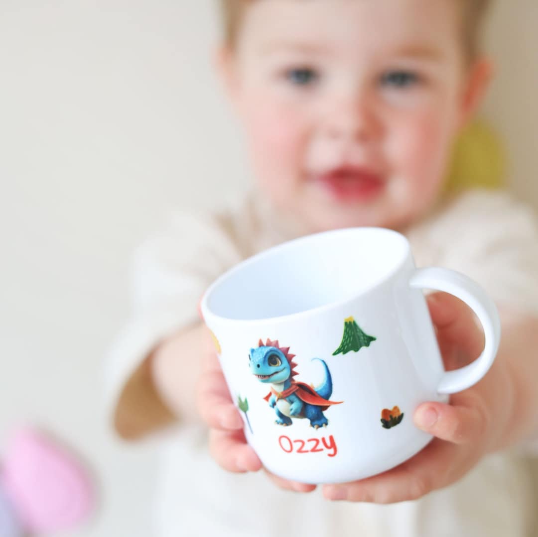 Kids Personalised Dinosaur Mug, Personalised Kids Cup, Unbreakable Kids ...