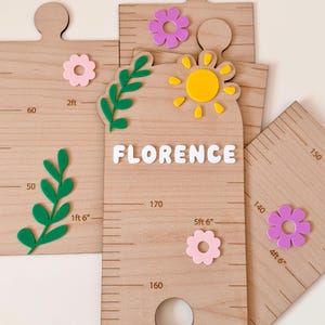 Gepersonaliseerde houten hoogtegrafiek, groeigrafiek kinderen, decor kinderkamer, decor kinderkamer, cadeau babymeisje, kindermuurdecoratie, babyshowercadeau