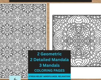 Mandala and Geometric Coloring Pages Bundle 2- digital download