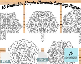 18 Mandala Ausmalbilder für Erwachsene: Einfache Designs (PDF & PNG)