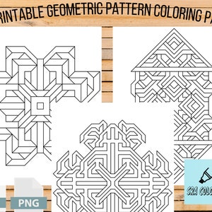 15 Geometric Printable Page Coloring Book, Digital Download Coloring Book, Geometric Pattern Coloring pages, Printable Coloring Pages