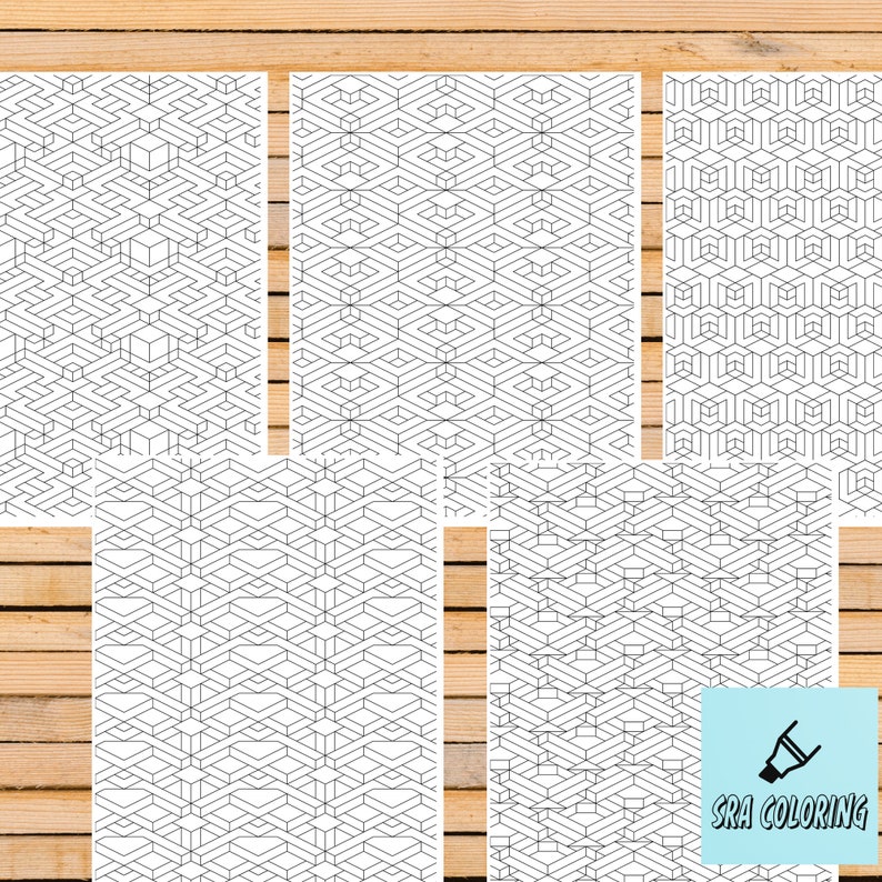 21 Page Geometric Printable Coloring Book, Digital Download Coloring ...