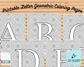 Geometric Alphabet Coloring Pages: Printable Letter Coloring Book (PDF)