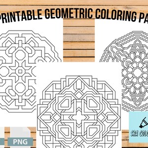 15 Page Geometric Printable Coloring Book, Digital Download Coloring Book, Geometric Pattern Coloring pages, Printable Coloring Pages