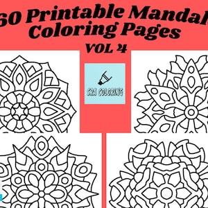 60 Easy Mandala Coloring Pages for Adults: Bold Designs (Digital Download PDF)