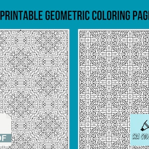 28 ページの幾何学模様の印刷可能な塗り絵、デジタル ダウンロードの塗り絵、幾何学模様の塗り絵ページ、印刷可能な塗り絵ページ