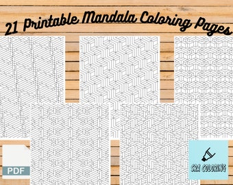 Geometric Coloring Book: 21 Printable Pattern Pages (Digital Download)