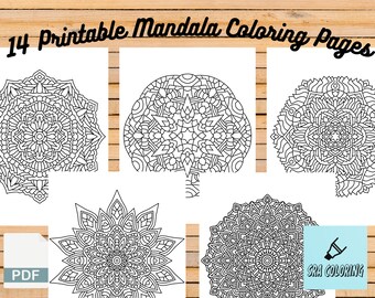 14 Detailed Mandala Coloring Pages for Adults (Digital Download)