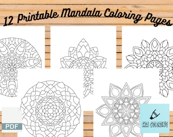Kids Mandala Coloring Book: 12 Printable Pages (Digital Download)