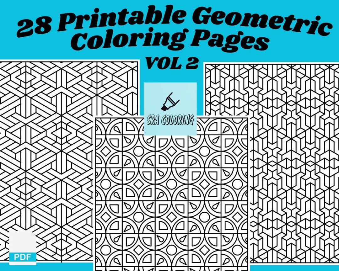 Geometric Pattern Coloring Book: 28 Printable Pages (digital Download ...