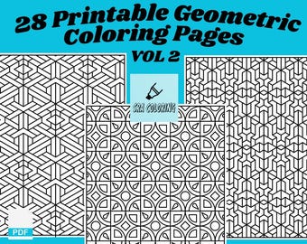 Geometric Pattern Coloring Book: 28 Printable Pages (Digital Download)