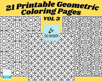 Geometric Coloring Book: 21 Printable Pattern Pages (PDF Download)