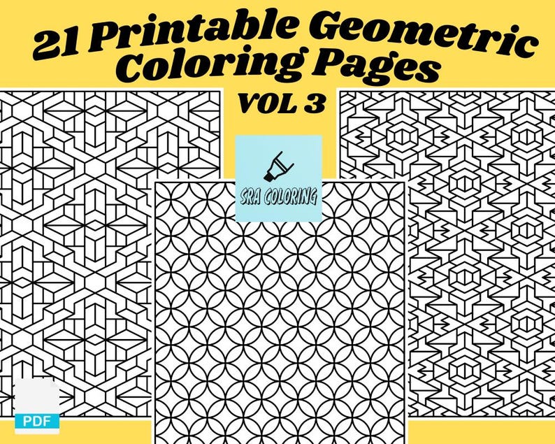 Geometric Coloring Book: 21 Printable Pattern Pages (PDF Download) - Etsy