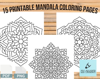 15 Mandala Coloring Pages for Adults (PNG and PDF Files)
