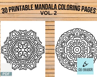 Mandala Coloring Book for Adults: 30 Printable Pages, Relaxation (PDF Pattern)