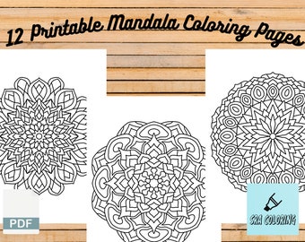 Kids Mandala Coloring Book: 12 Printable Pages (Digital Download)