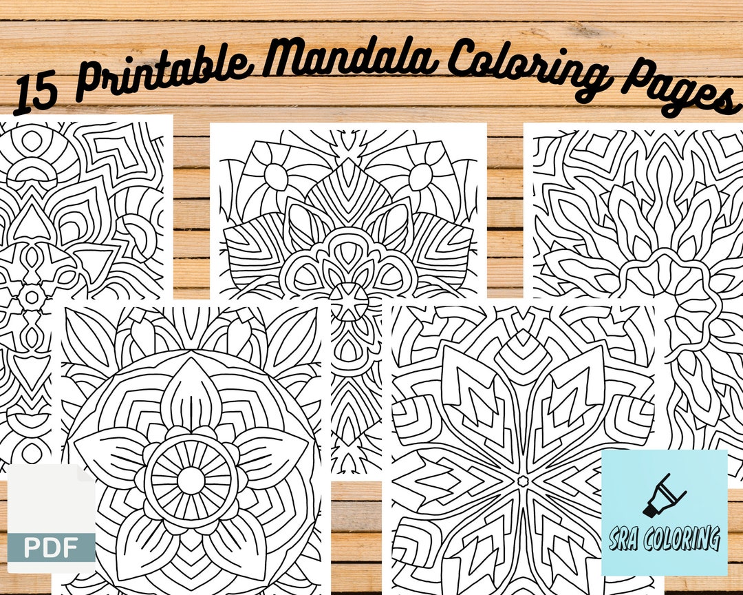 15 Printable Mandala Coloring Book for Adults, Digital Download ...