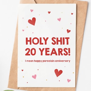 20 Years Anniversary Card, Happy Porcelain Anniversary Card, 20th Wedding Anniversary Card For Husband, 20th Anniversary Gift For Men Women