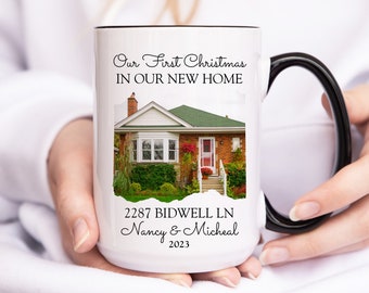 Personalized New Home Mug, Custom House Address & Photo Mug, Couples Home Christmas Gift, Housewarming Gift, Realtor Client Gift