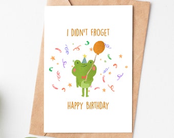 Frog Pun Funny Card, Happy Birthday Card For Husband, Boyfriend, Wife, Girlfriend, Birthday Gift, Cute Animal Love Card, Bday Card For Him