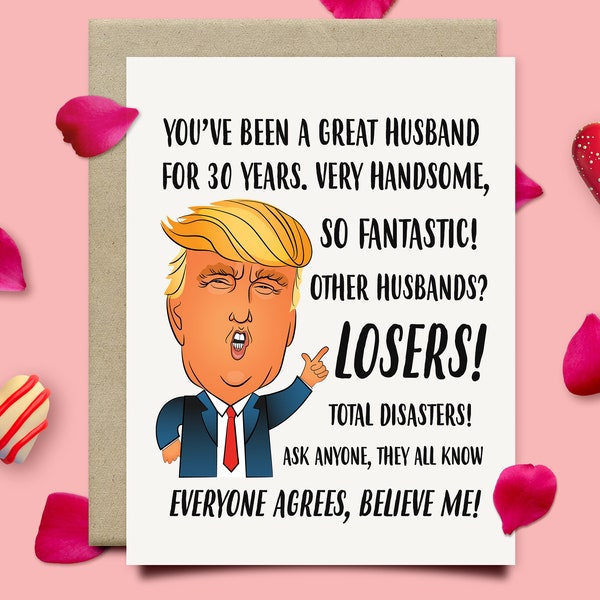 30th Anniversary Card For Husband, Pearl Anniversary Gift For Him, Funny Trump Anniversary Card, 30 Year Anniversary Gifts For Men