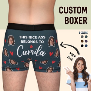 Personalized Valentines Day Gift for Him, Custom Face Boxer, Cotton Anniversary Gift for Husband, Funny Boyfriend Gift, Fiance Gift image 1
