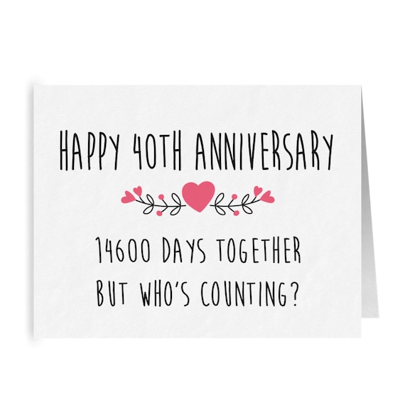 Carte Anniversaire 40 Ans De Mariage Ruby - Pour Mon Mari - Blanc - 16x16 Cm - Fait Main