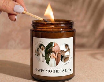 Custom Photo Candle, Personalized Mothers Day Gift from Daughter Son, Mom Birthday Gift, Picture Mama Candle, New Mom Gift from Husband