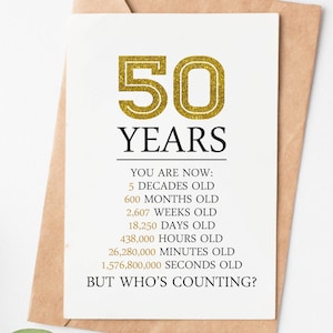 Happy 50th Birthday Card, 50th Birthday Gift For Women Men, 50 Years But Who&#39;S Counting Funny Greeting Card Friend Sister Brother