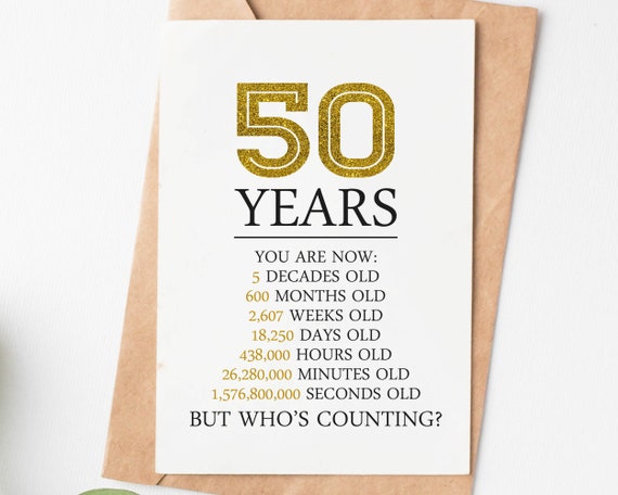 Happy 50th Birthday Card 50th Birthday Gift for Women Men 50 - Etsy UK