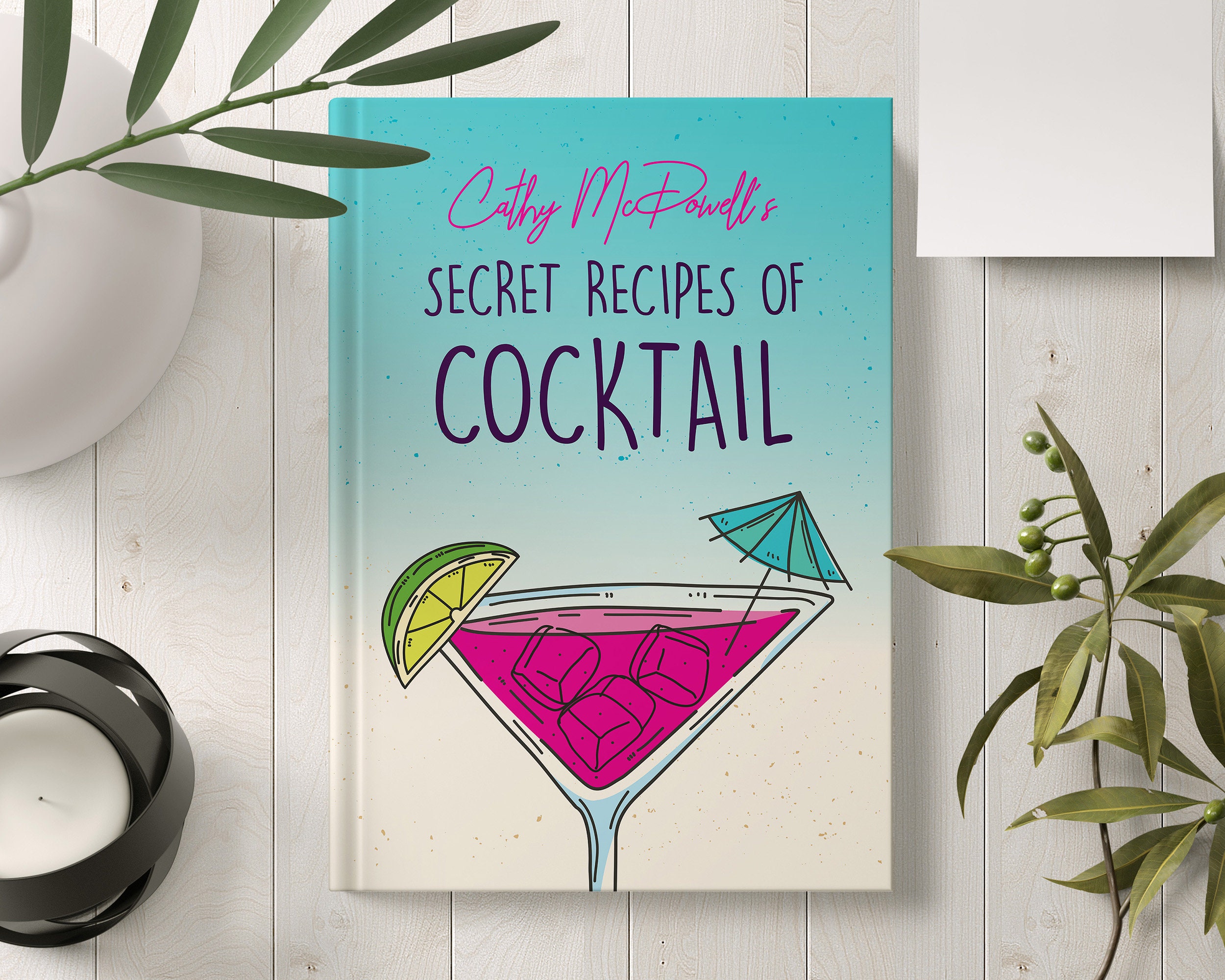 Cocktail Recipe Book, Small Recipe Organiser, Cocktail Gift, Cocktail  Binder, Blank Recipe Book 