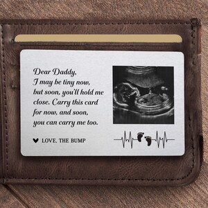Carte portefeuille en métal à ultrasons, premier cadeau de fête des pères, cadeau futur papa, cadeau de faire-part de grossesse, cadeau d'arrivée de bébé