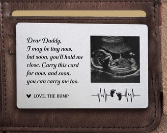 Ultrasound Metal Wallet Card, First Fathers Day Gift from The Bump, Dad To Be Gift, Pregnancy Announcement Gift, Baby Arriving Gift