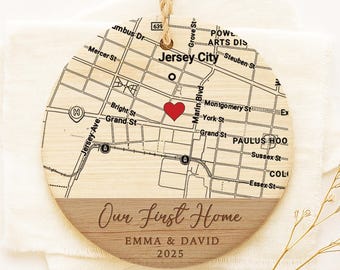First Christmas In Our New Home Ornament 2025, Personalized New House Xmas Bauble, Custom Map Ornament, First Home Keepsake