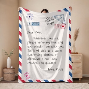 Cobertor com letras personalizadas para mãe, presente de Dia das Mães de filha e filho, cobertor para mãe, presente de aniversário para mãe, presente de Natal para avó, presente para mãe