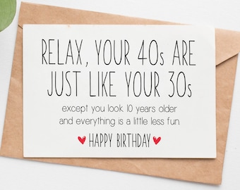 Funny 40th Birthday Card, 40th Birthday Gifts For Women Or Men, 40th Birthday Card For Wife, Husband, Sister, Brother, Coworker