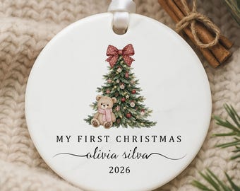 Personalized Baby’s First Christmas Ornament, Newborn Baby Holiday Keepsake, Cute New Baby Ornament, Baby's 1st Christmas Bauble