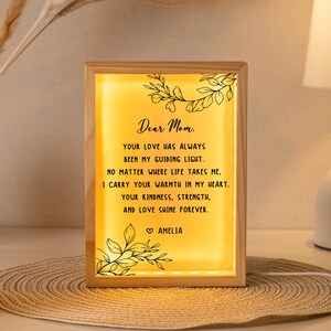 Presente de Dia das Mães da Filha, Luz Noturna Personalizada para Mãe, Luz Noturna LED para Mãe, Moldura Iluminada, Presente de Aniversário para Mãe, Presente para Mãe e Filha
