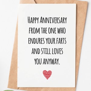 Happy Anniversary Card for Men or Women Sarcastic Love Card - Etsy