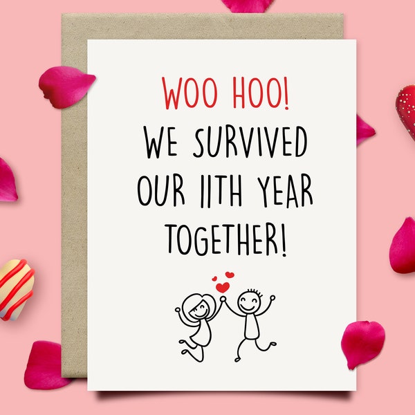 Funny 11th Anniversary Card For Husband Wife, Steel Anniversary Gift For Her, 11th Wedding Anniversary Gift For Him, Gifts For Men