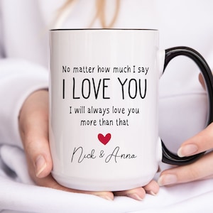 Ich liebe dich Tasse, Paar Kaffeetasse, personalisierte Valentinstag Geschenk für Ihn Sie, Jahrestagsgeschenk für Ehemann Freund Männer Frauen