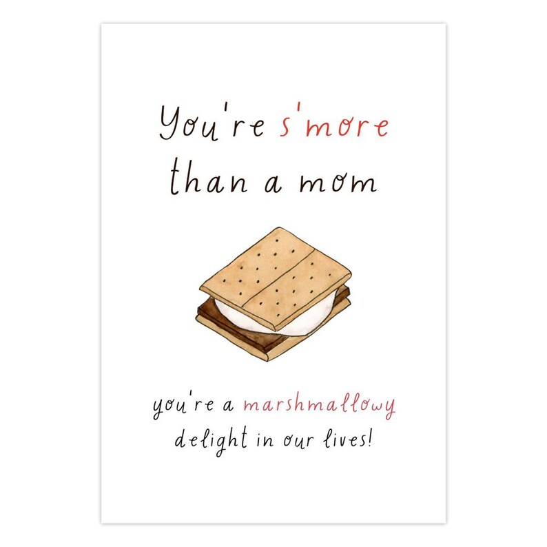 S’more Pun Mothers Day Card, Funny Mum Birthday Card From Daughter or ...