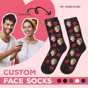 Benutzerdefinierte paar Gesichtssocken, personalisierte Valentinstag Geschenk für ihn sie, lustiges Jubiläumsgeschenk, Weihnachtsgeschenk für Mann oder Freund