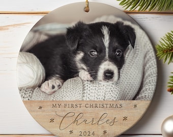 Personalized Dog’s First Christmas Ornament, Custom Pet Photo Ornament, Cat’s 1st Christmas Bauble, Dog Holiday Keepsake