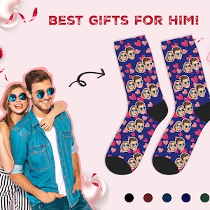 Funny Valentines Day Gift For Him, Custom Face Socks, Personalized Socks, Christmas Gift for Husband or Boyfriend, Wife Birthday Gift