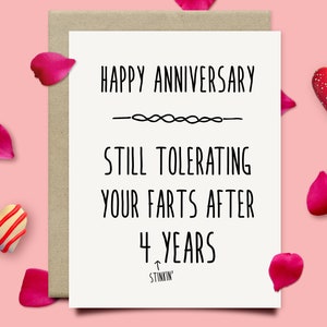 Funny 4th Anniversary Card For Husband Or Boyfriend, Linen Anniversary Gift For Him, 4 Year Anniversary Gift For Boyfriend