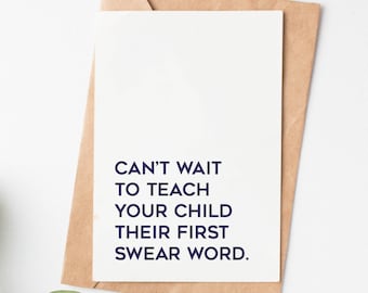 Funny Baby Shower Card, First Swear Word, New Baby Congrats Card, New Mom Congratulations Card, Hilarious Baby Shower Gift For Friend