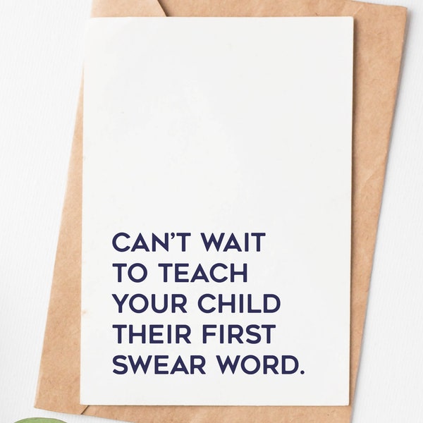 Funny Baby Shower Card, First Swear Word, New Baby Congrats Card, New Mom Congratulations Card, Hilarious Baby Shower Gift For Friend