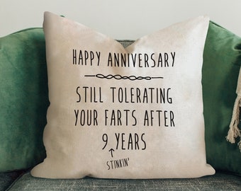 9 Year Anniversary Gift for Him Her Husband or Wife, Funny Anniversary Throw Pillow Cover, 9th Anniversary Gift for Boyfriend Men Women