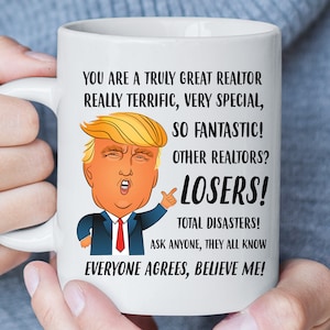 Caneca engraçada para corretor de imóveis, melhor presente para corretor de imóveis, caneca Trump, presente de agradecimento para corretor de imóveis, presente de fechamento de casa, presente de Natal para corretor de imóveis